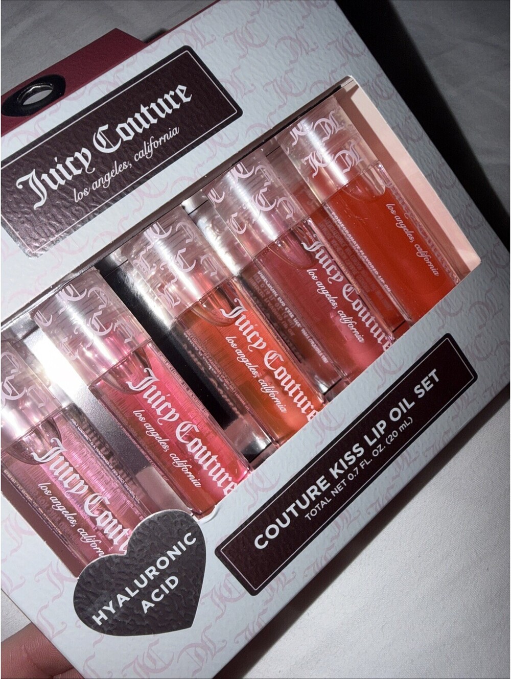 Juicy Couture Lip Oil Set 5pc pinks with hyaluronic acid  0.7 fl oz new